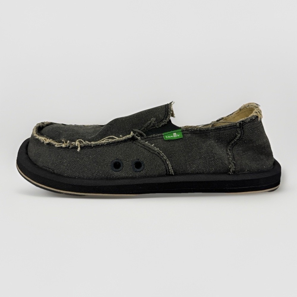 Sanuk Mens Vagabond Sidewalk Surfer Slip On Shoes 7 Gray Canvas Beachy Surfer‎